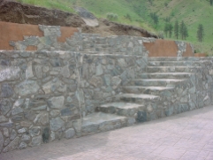 stone and stucco walls and stairs